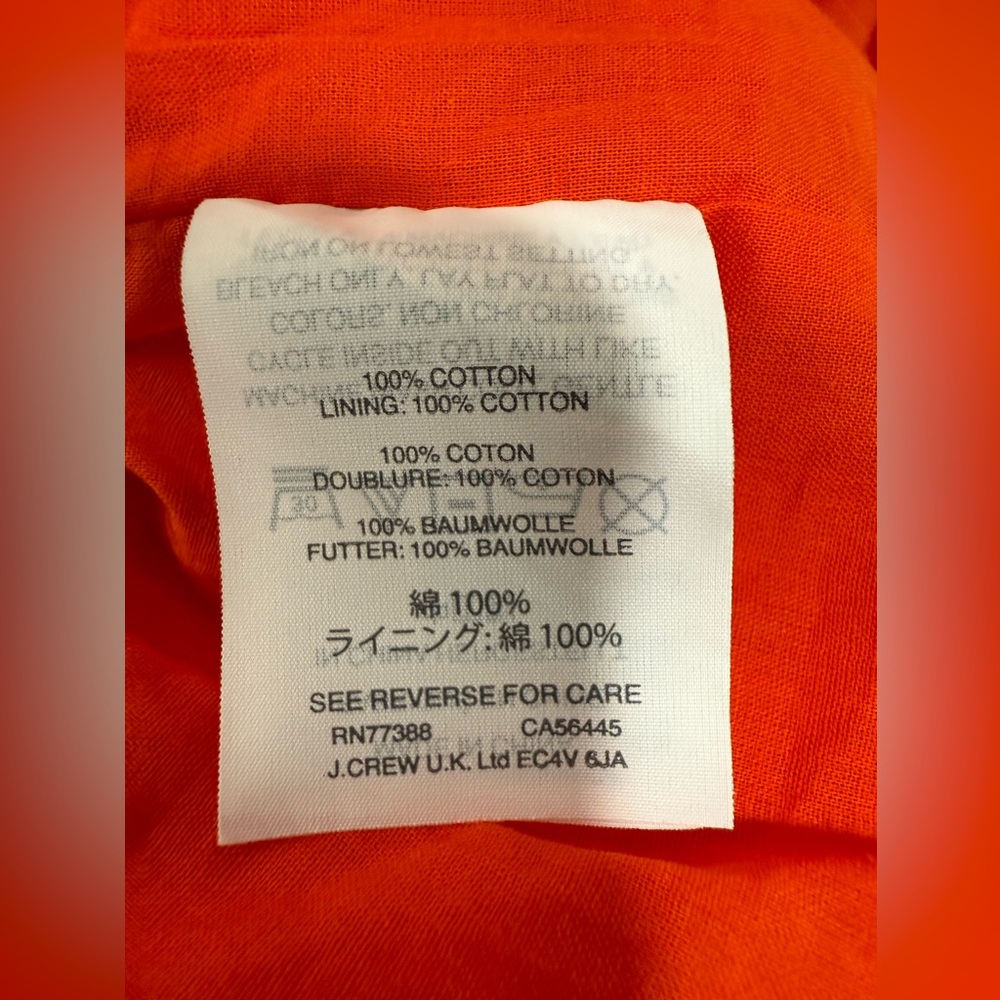 J. Crew Women’s Orange Eyelet Ruffle Midi Dress Size 8 Tall Sleeveless Summer - Picture 11 of 12
